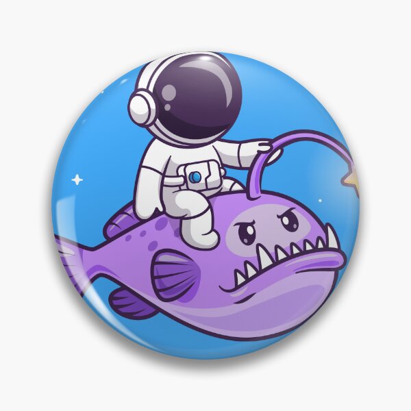 Item preview, Astro-Aquatic Adventure: Cute Astronaut Riding Anglerfish Cartoon designed and sold by hjian8219.