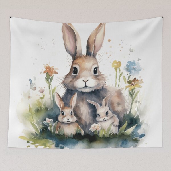 Aperçu de l'œuvre Lapins aquarelles mignons créée et vendue par Sketch-Shack.