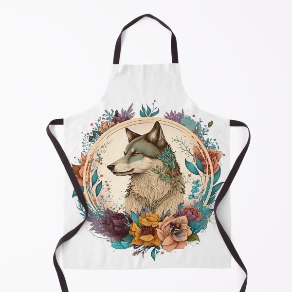Item preview, Colorful Wolf With Flowers designed and sold by ArtFromBeyond.