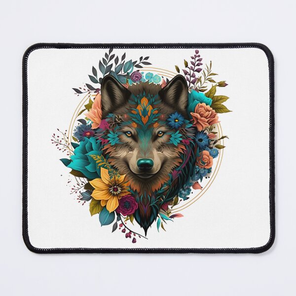 Artikelvorschau, Bunter Wolf mit Blumen entworfen und verkauft von ArtFromBeyond.