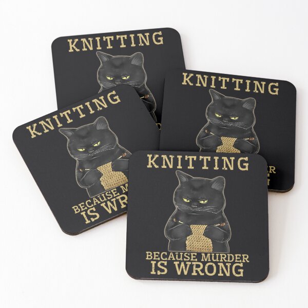 Item preview, Knitting Because Murder Is Wrong Black Cat  	 designed and sold by zfrttnrsyvw3.