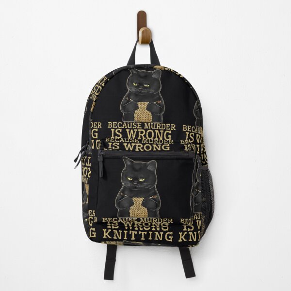 Item preview, Knitting Because Murder Is Wrong Black Cat designed and sold by zfrttnrsyvw3.