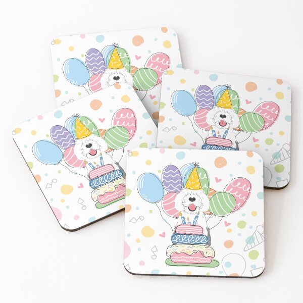 Item preview, Gray White Sheepadoodle Birthday Party 6 designed and sold by Lulupainting.