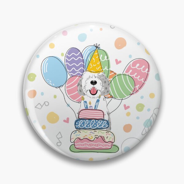 Artikelvorschau, Blue Merle Sheepadoodle Geburtstagsparty 2 entworfen und verkauft von Lulupainting.