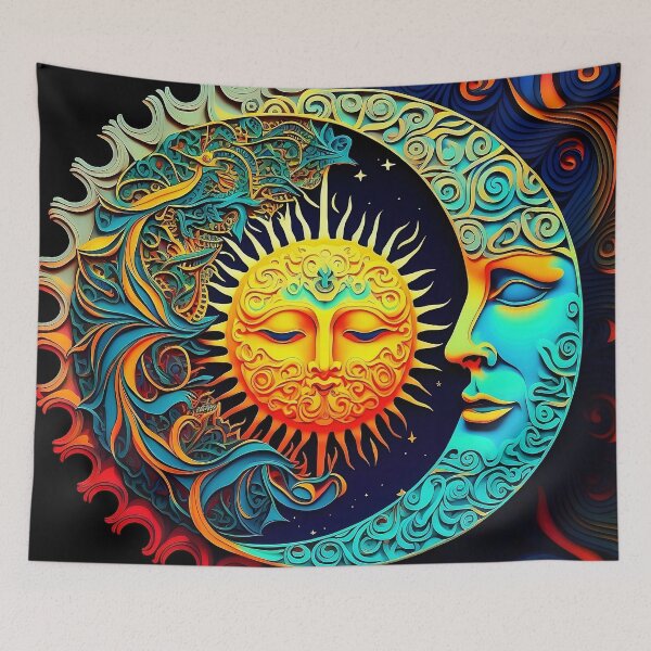 Item preview, Mystical Psychedelic Sun and Moon Pattern designed and sold by Lamarcy.