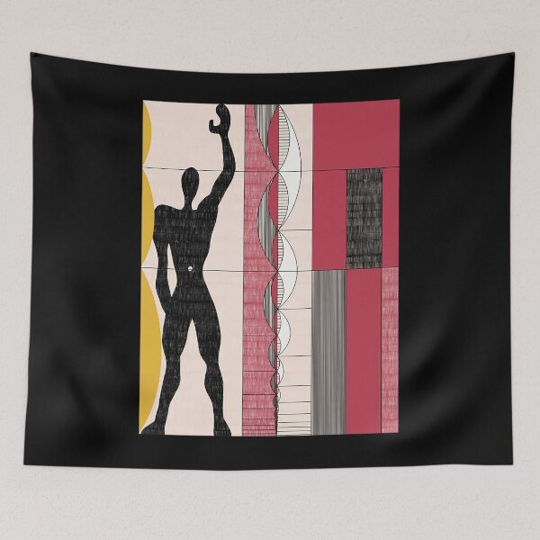 Item preview, Le Corbusier architecture illustration minimalist colored pencil Modulor  	 designed and sold by zmlonkzievw78.