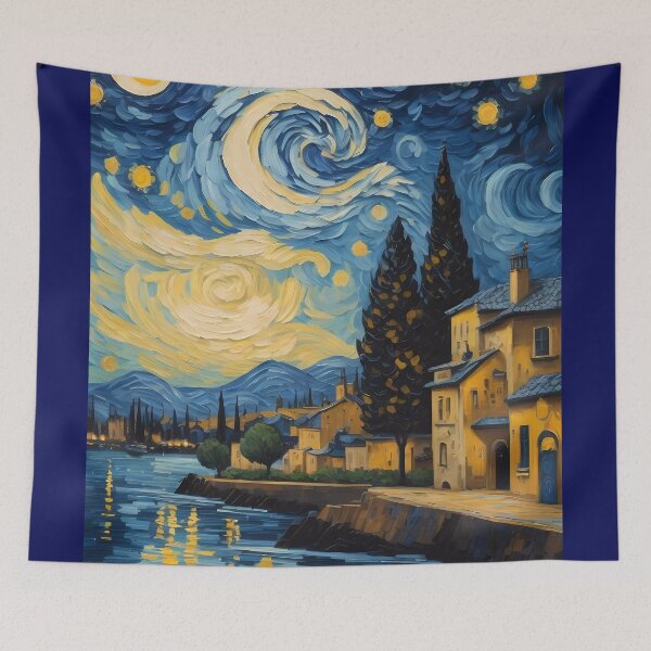 Item preview, river in a starry night designed and sold by Omarupattern51.