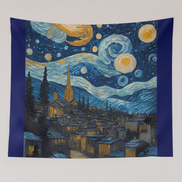 Item preview, night town starry night style designed and sold by Omarupattern51.