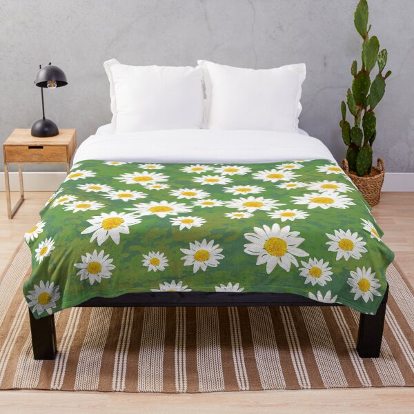 Item preview, White chrysanthemum flowers on abstract green impressionism background designed and sold by Yolanda Designs.