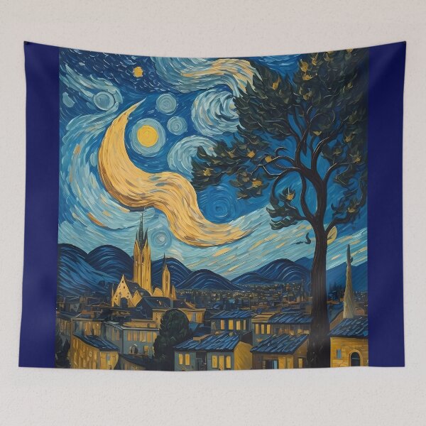 Item preview, starry night watercolor designed and sold by Omarupattern51.