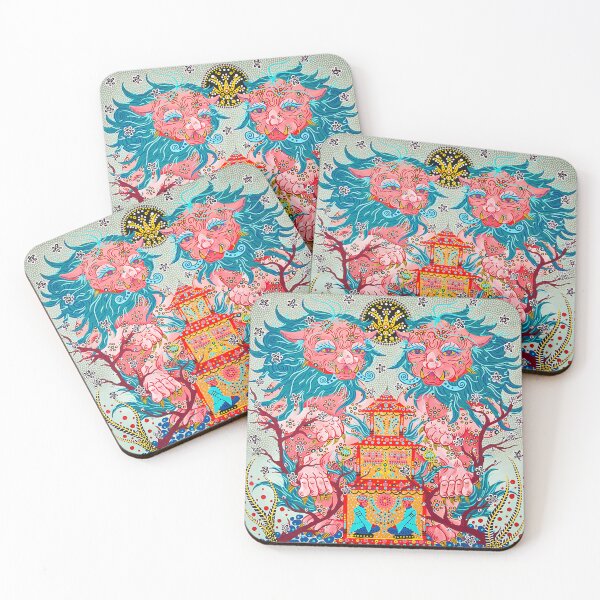 Item preview, Lion Dogs Guard the Pagoda designed and sold by Chloë Ella Urbanczyk.