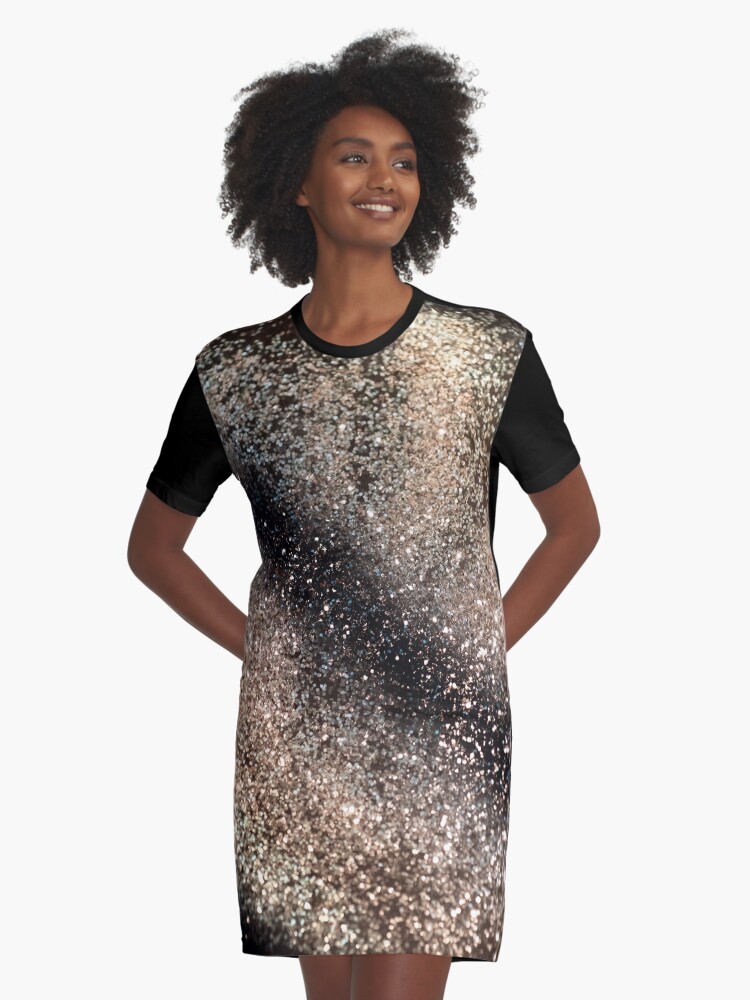 Black glitter shop t shirt dress