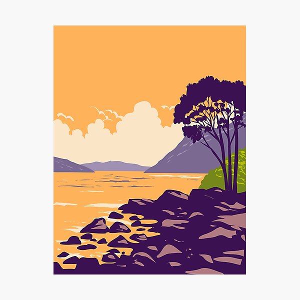 Item preview, Loch Ness and the Caledonian Canal in Scottish Highlands of Scotland WPA Art Deco Poster  designed and sold by patrimonio.
