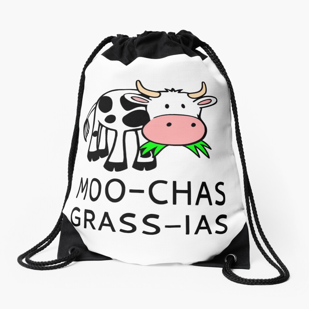Moo-chas Grass-ias (Muchas Gracias) Drawstring Bag