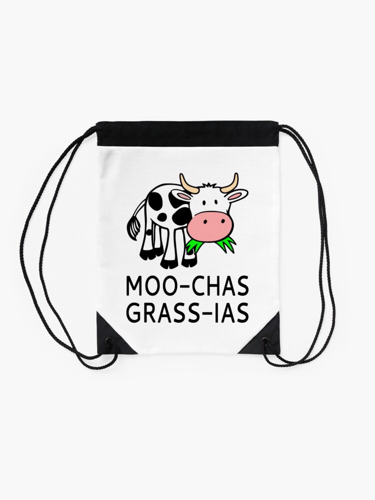 Alternate view of Moo-chas Grass-ias (Muchas Gracias) Drawstring Bag