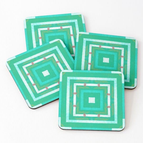 Item preview, Green Geometric Squares Pattern designed and sold by KeksWorkroom.