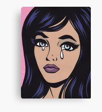 Black Hair Sad Girl Canvas Print