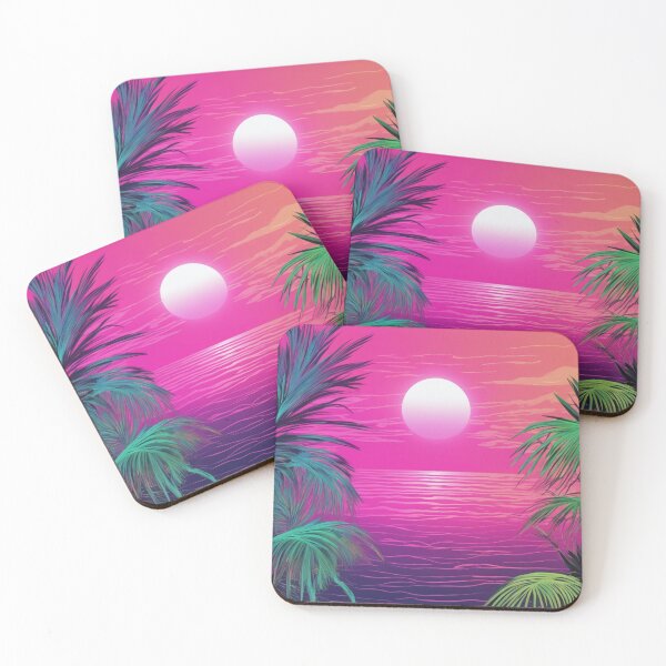 Item preview, Neon Shoreline Serenity: Vibrant Sunset by the Beach designed and sold by Pug Life Prints.