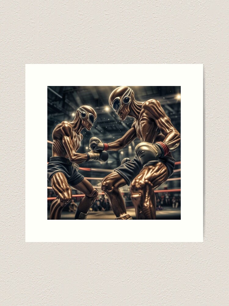 Thumbnail 1 of 3, Art Print, Alien Kick Boxers designed and sold by LenCarol.