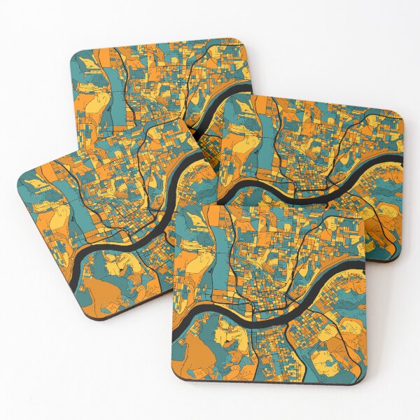 Item preview, Cincinnati Map Pattern in Orange & Teal designed and sold by PatternMaps.