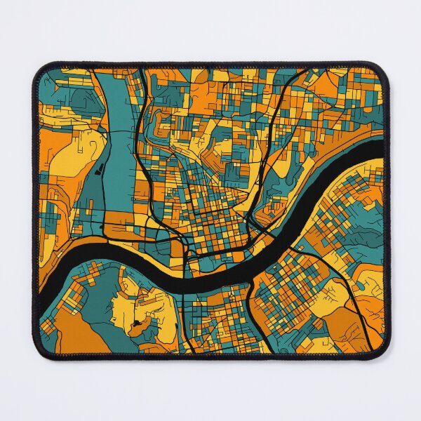 Item preview, Cincinnati Map Pattern in Orange & Teal designed and sold by PatternMaps.