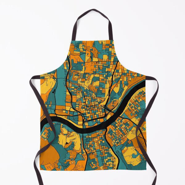 Item preview, Cincinnati Map Pattern in Orange & Teal designed and sold by PatternMaps.