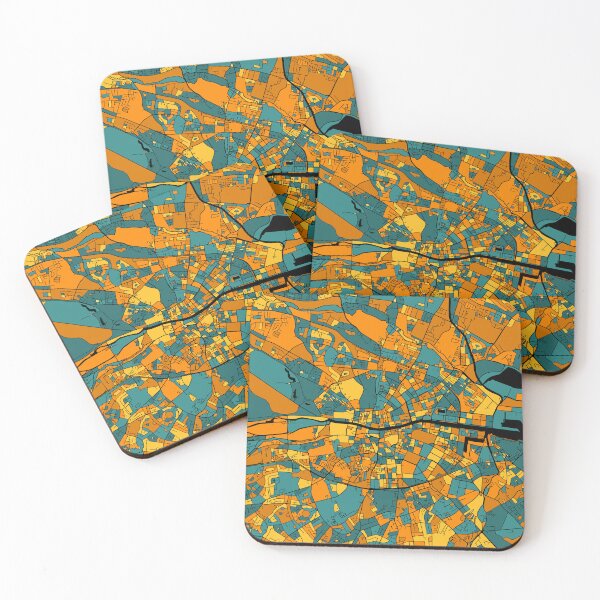 Item preview, Dublin Map Pattern in Orange & Teal designed and sold by PatternMaps.