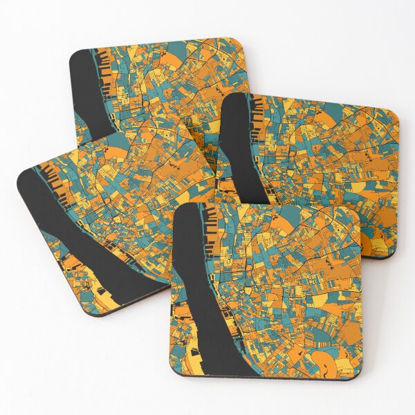 Item preview, Liverpool Map Pattern in Orange & Teal designed and sold by PatternMaps.