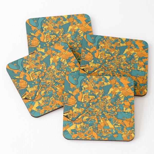 Item preview, Manchester Map Pattern in Orange & Teal designed and sold by PatternMaps.