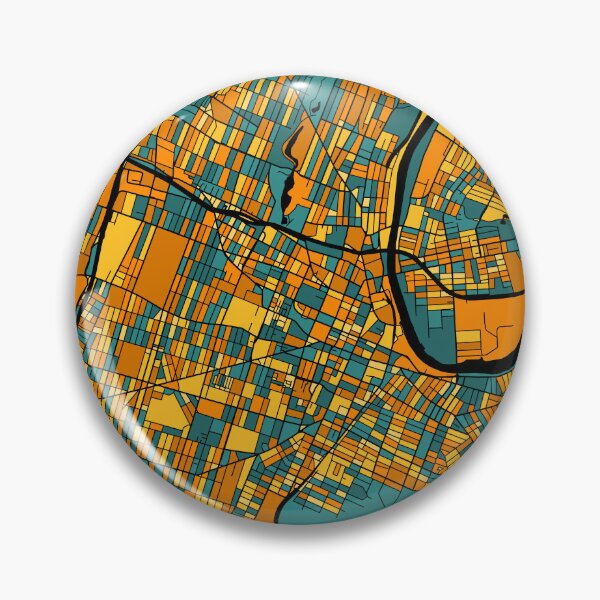 Item preview, Newark Map Pattern in Orange & Teal designed and sold by PatternMaps.