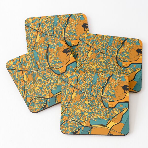 Item preview, Newark Map Pattern in Orange & Teal designed and sold by PatternMaps.