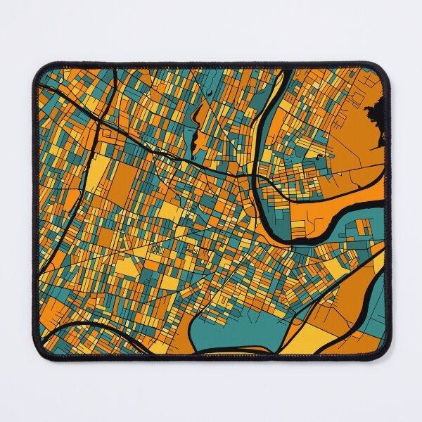 Item preview, Newark Map Pattern in Orange & Teal designed and sold by PatternMaps.