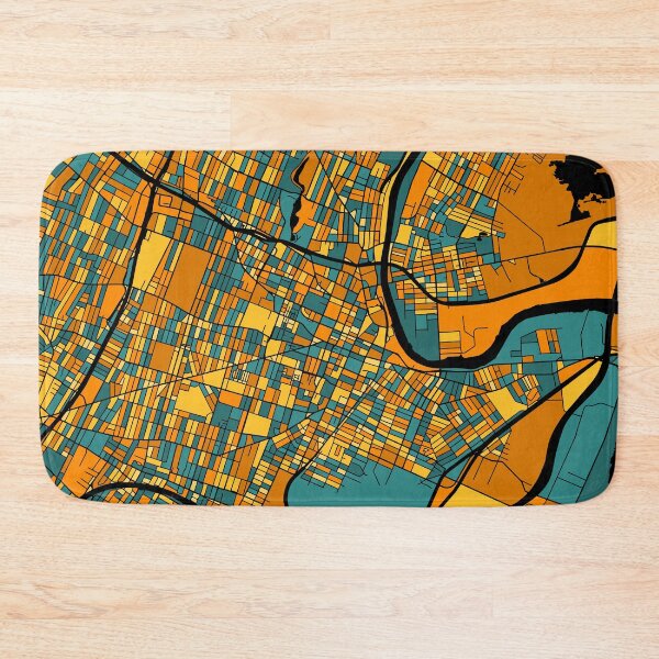 Item preview, Newark Map Pattern in Orange & Teal designed and sold by PatternMaps.