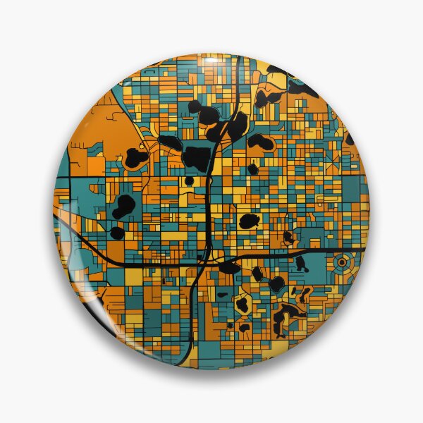 Aperçu de l'œuvre Motif de carte d'Orlando en orange et bleu sarcelle créée et vendue par PatternMaps.