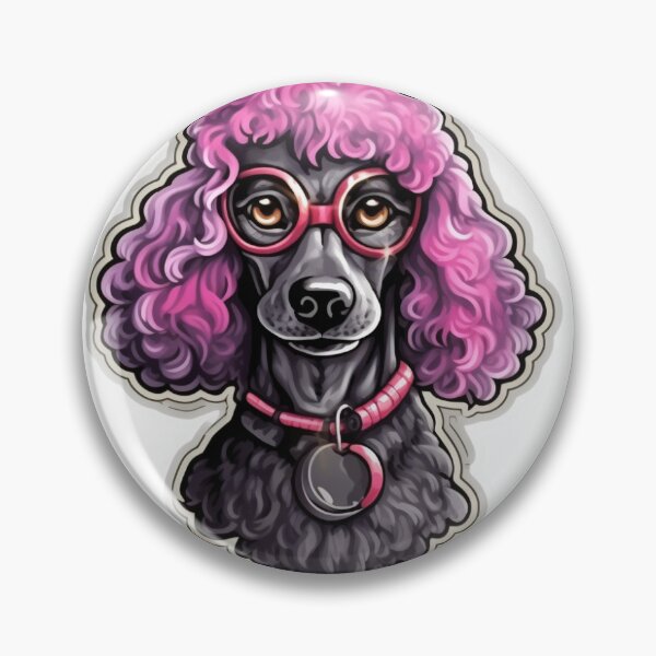 Item preview, Cute Grey Poodle with pink hair and glasses designed and sold by Redbubblesassy.