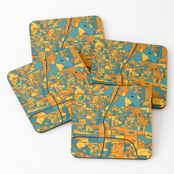 Item preview, Plano Map Pattern in Orange & Teal designed and sold by PatternMaps.