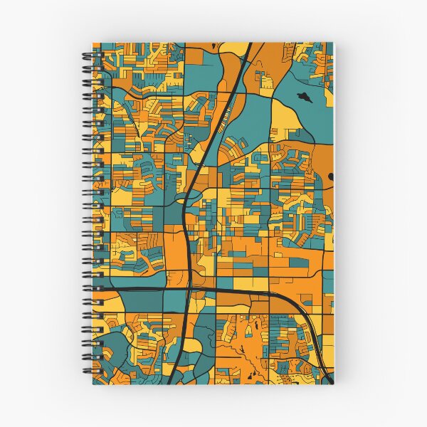Item preview, Plano Map Pattern in Orange & Teal designed and sold by PatternMaps.