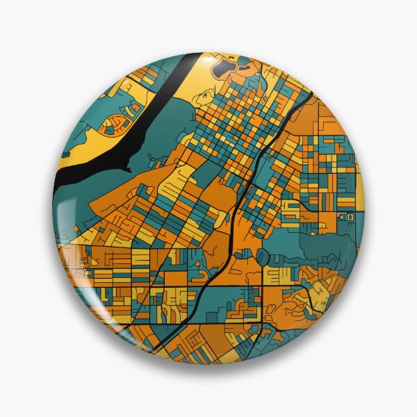 Item preview, Riverside Map Pattern in Orange & Teal designed and sold by PatternMaps.