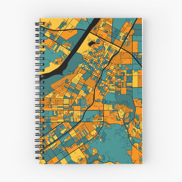 Item preview, Riverside Map Pattern in Orange & Teal designed and sold by PatternMaps.
