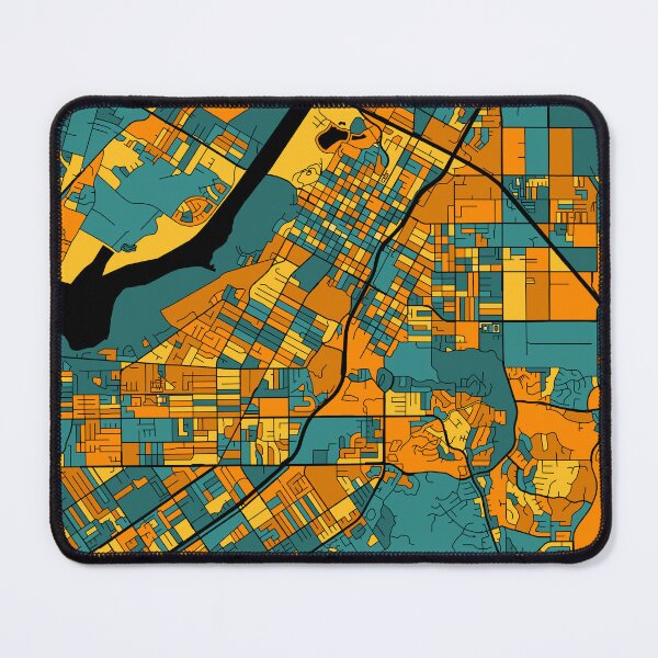 Item preview, Riverside Map Pattern in Orange & Teal designed and sold by PatternMaps.