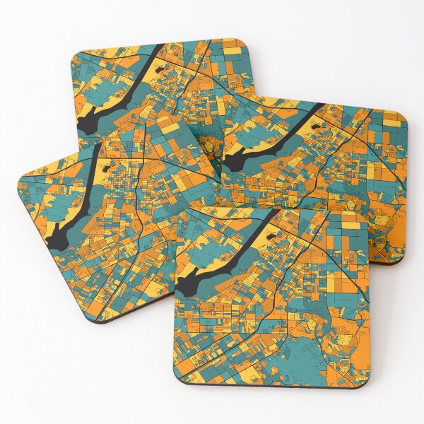 Item preview, Riverside Map Pattern in Orange & Teal designed and sold by PatternMaps.