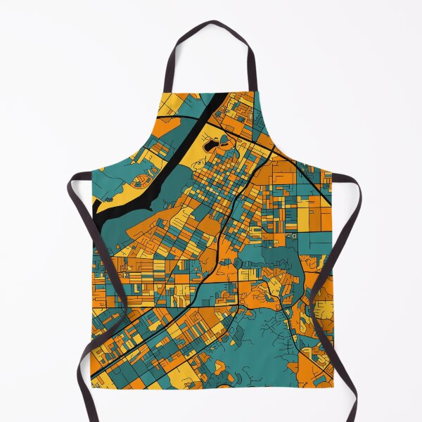 Item preview, Riverside Map Pattern in Orange & Teal designed and sold by PatternMaps.