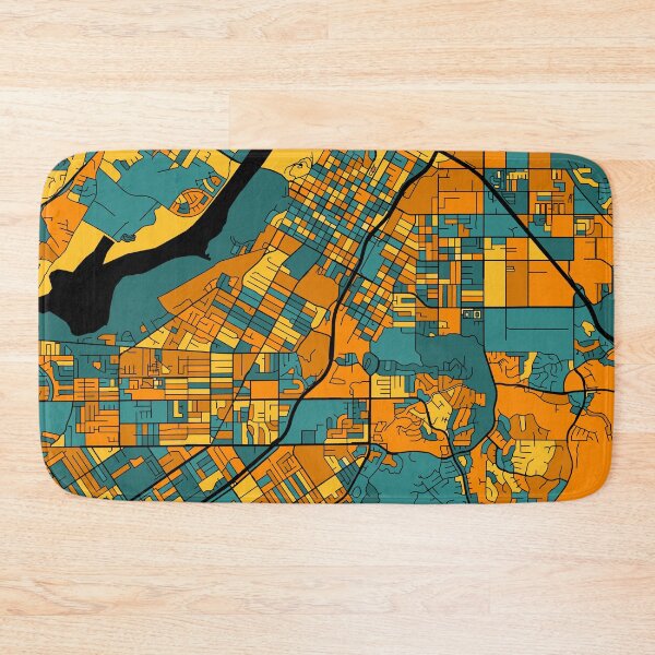 Item preview, Riverside Map Pattern in Orange & Teal designed and sold by PatternMaps.