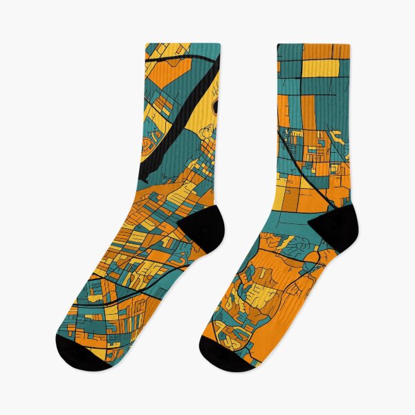 Item preview, Riverside Map Pattern in Orange & Teal designed and sold by PatternMaps.