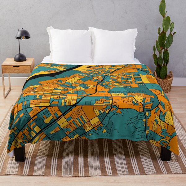 Item preview, Riverside Map Pattern in Orange & Teal designed and sold by PatternMaps.