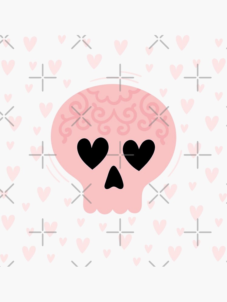 Heart Eyes Decorative Skull Sticker