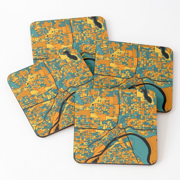 Item preview, Saint Paul Map Pattern in Orange & Teal designed and sold by PatternMaps.