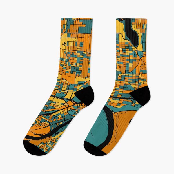 Item preview, Saint Paul Map Pattern in Orange & Teal designed and sold by PatternMaps.