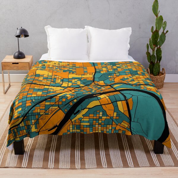 Item preview, Saint Paul Map Pattern in Orange & Teal designed and sold by PatternMaps.
