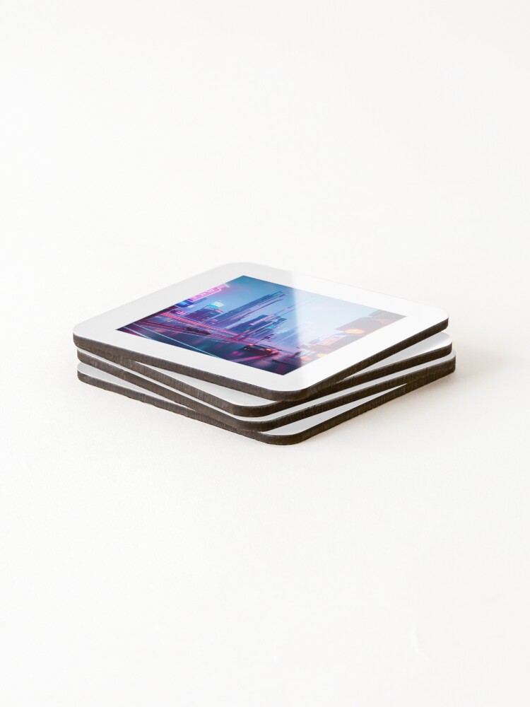 Thumbnail 4 of 5, Coasters (Set of 4), Futuristic Routes designed and sold by createinpixels.